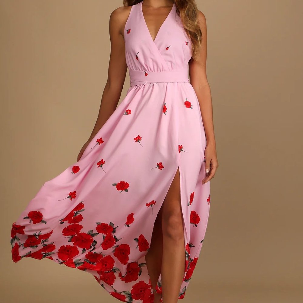 NWT - Bloom Boldly Pink Floral Print Convertible Maxi Dress